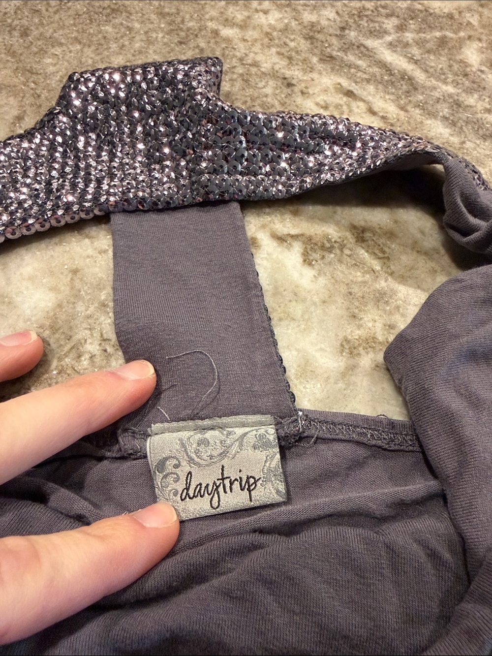 Daytrip Slate Gray Racerback Tank with Gathered Hem - Picture 2 of 4